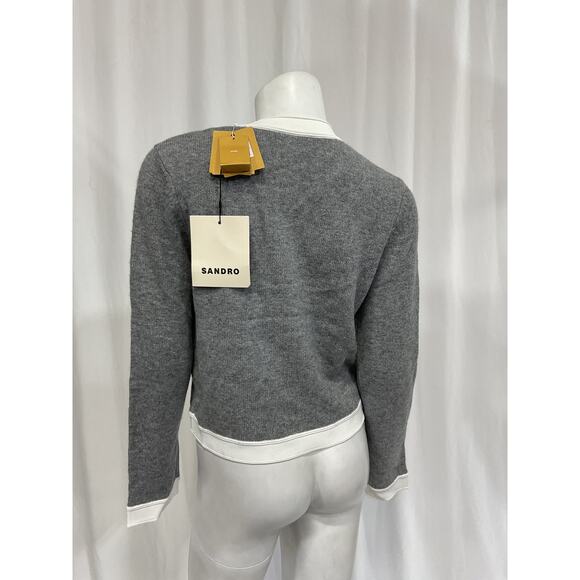 Sandro 'Two-Tone' Grey Cardigan Size 3 - NWT - Picture 3 of 5